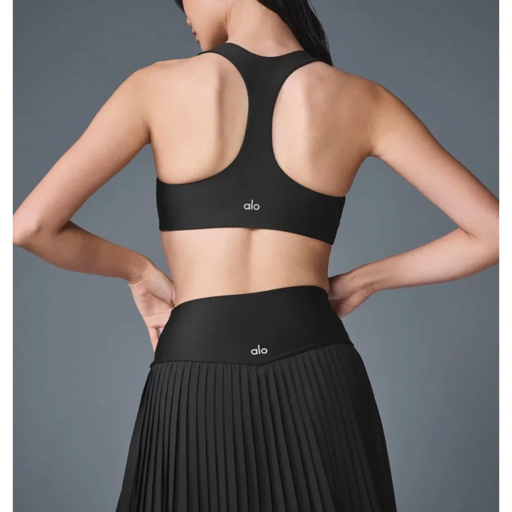 ALO Yoga Black A-Line Pleated Skirt